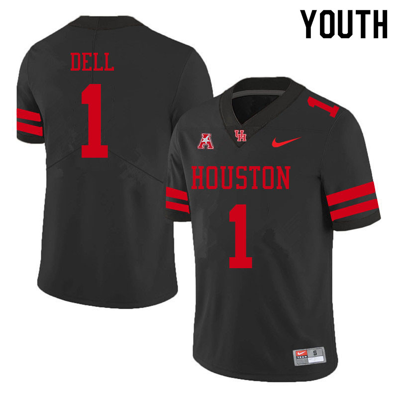 Youth #1 Nathaniel Dell Houston Cougars College Football Jerseys Sale-Black - Click Image to Close